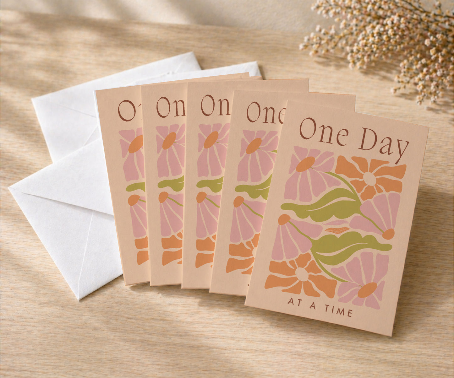 One Day at a Time Floral Recovery Greeting Card