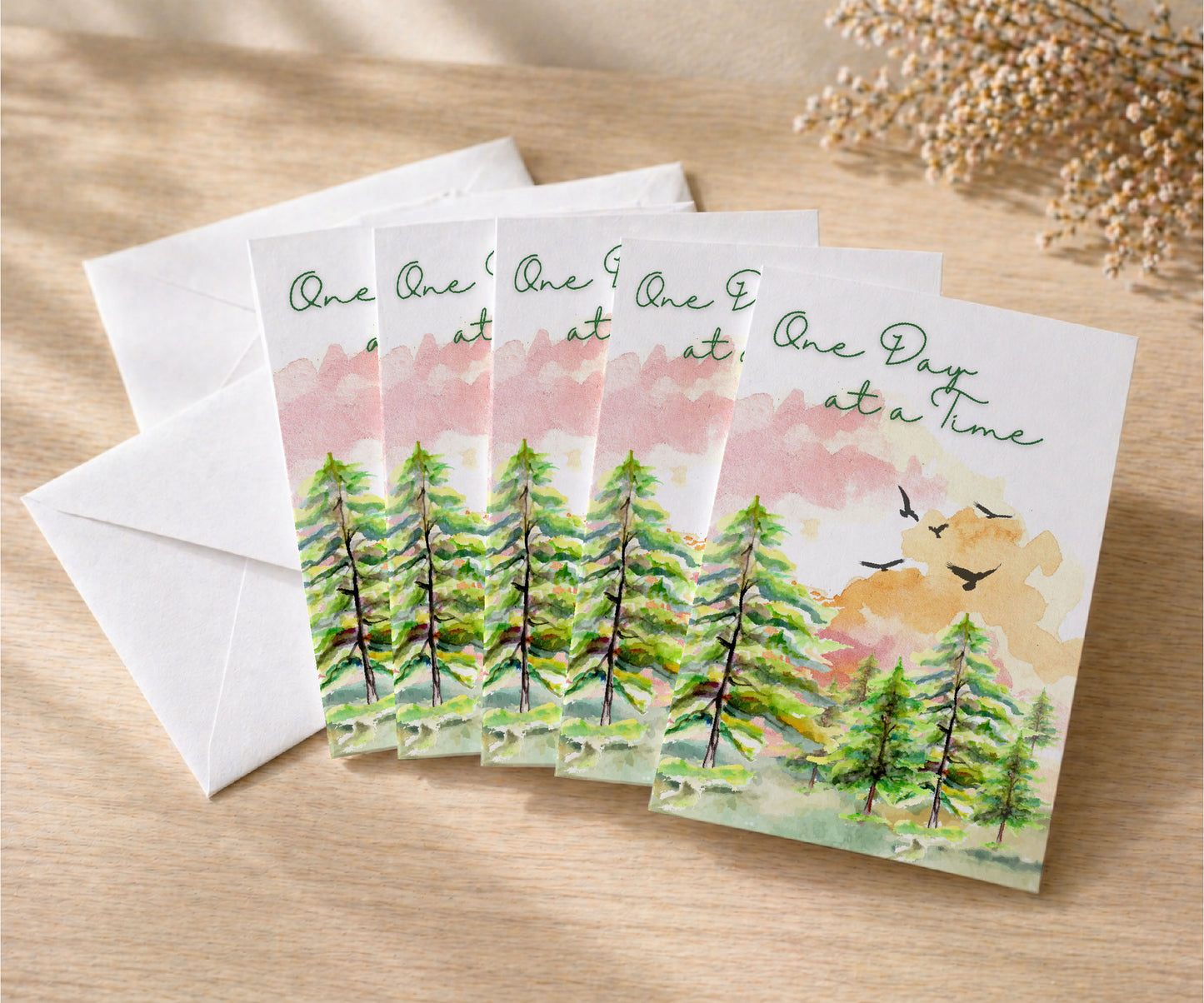 One Day at a Time Watercolor Recovery Greeting Card