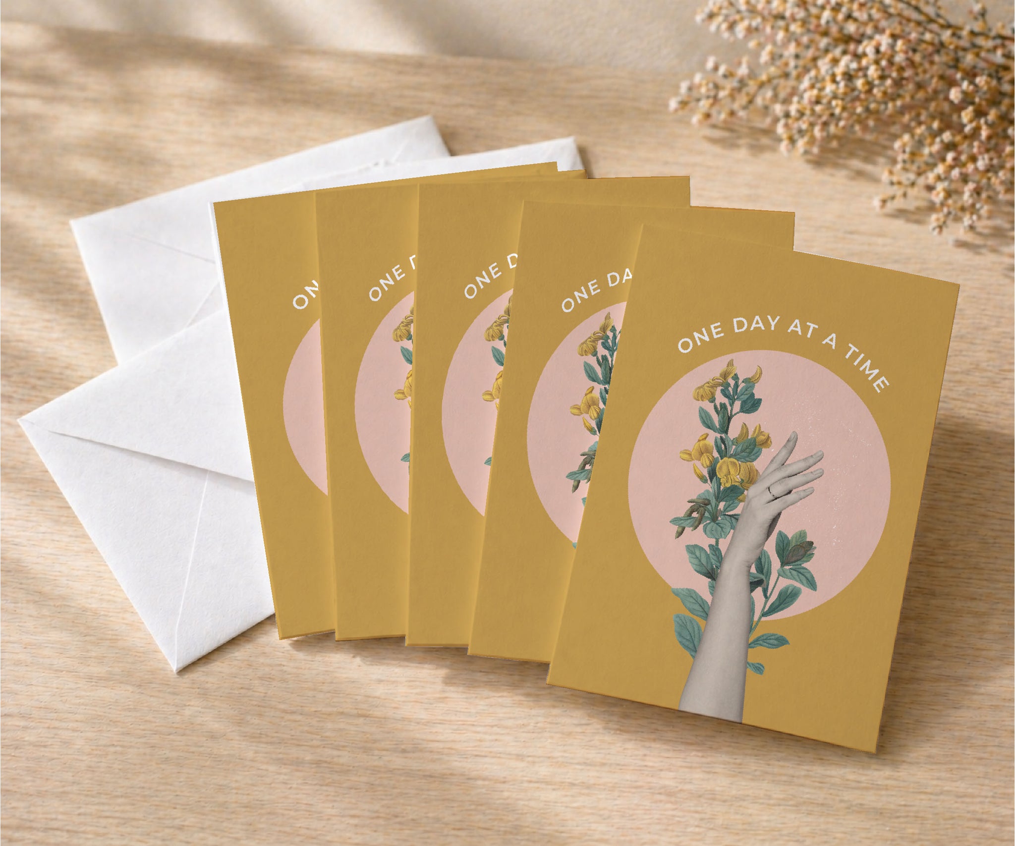 One Day at a Time Floral Recovery Greeting Card