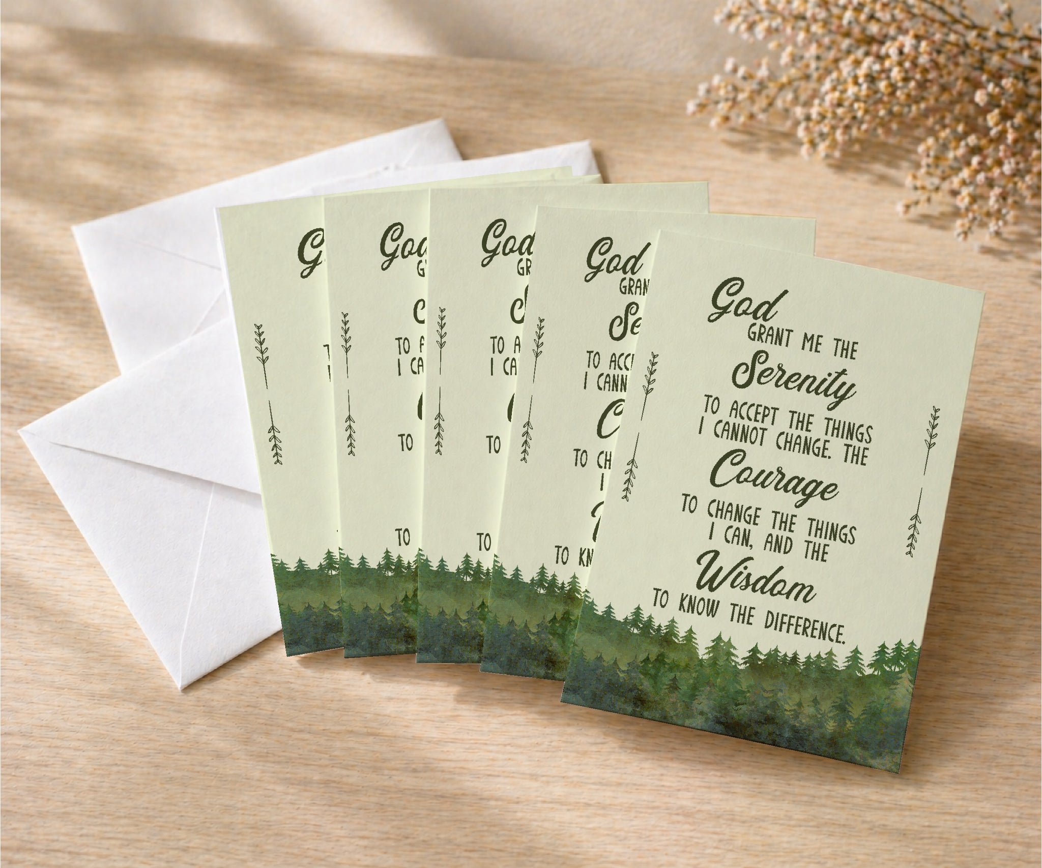 Serenity Prayer Greeting Card — Recovery Gift for AA, Al-Anon