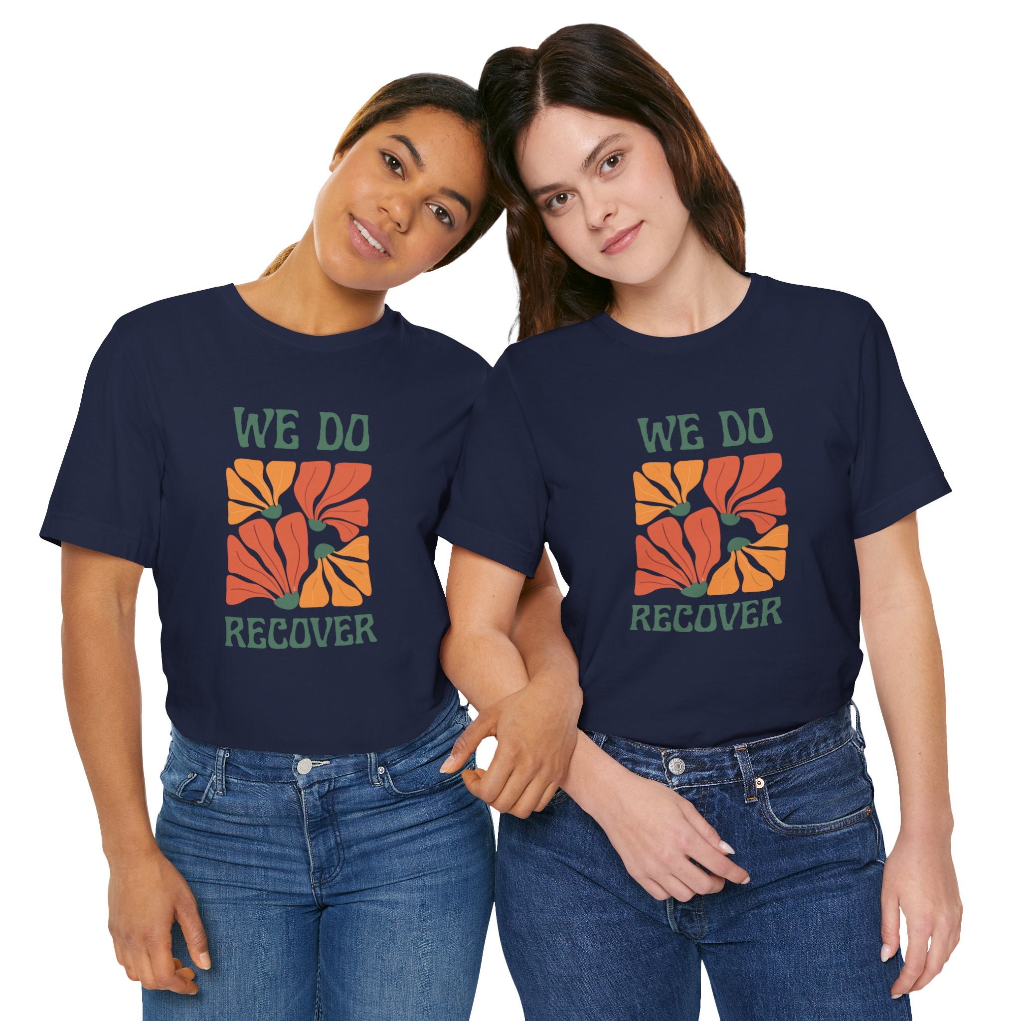 Retro We Do Recover unisex recovery T-shirt in Navy