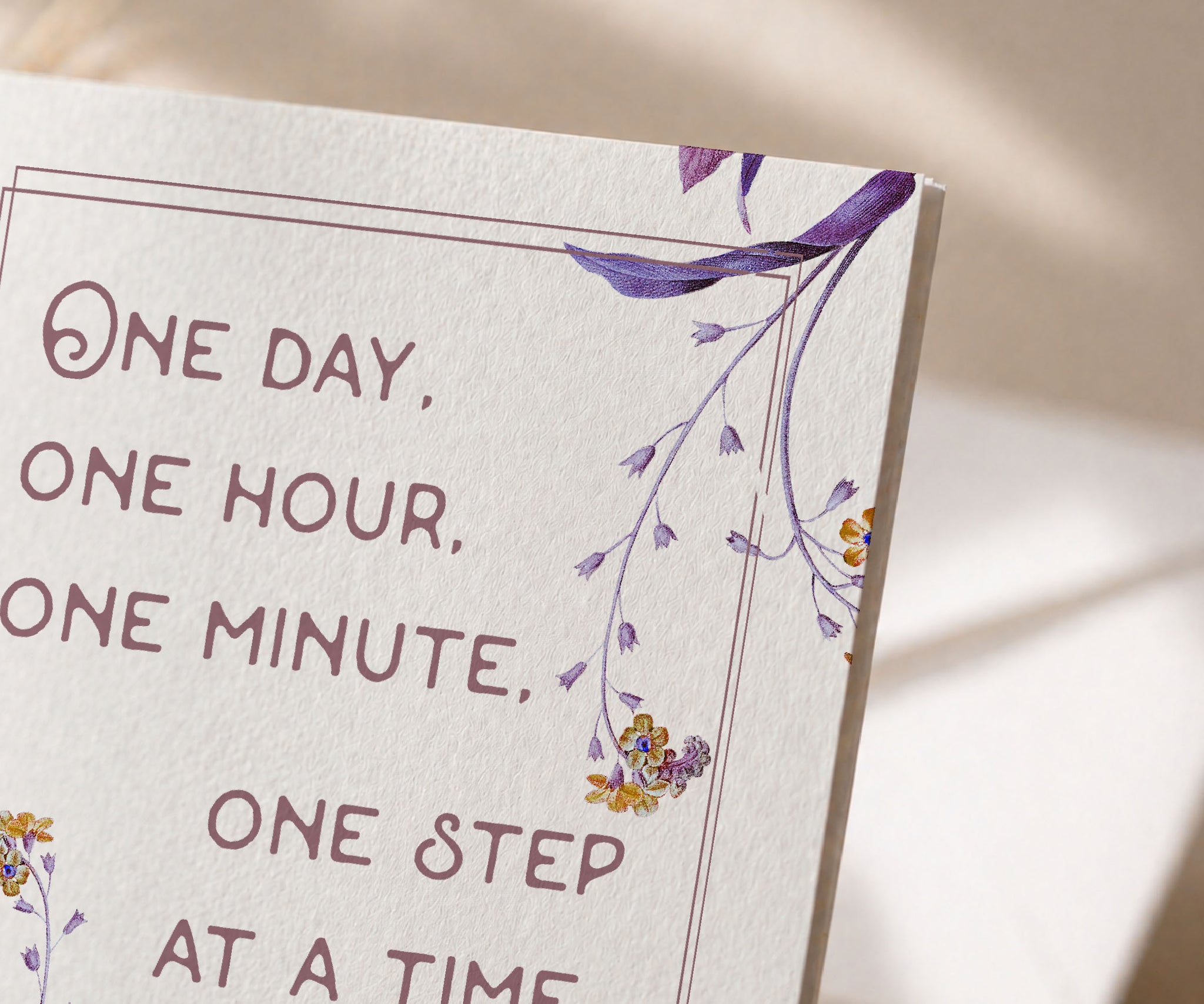 One Day One Hour One Minute Recovery Encouragement Card