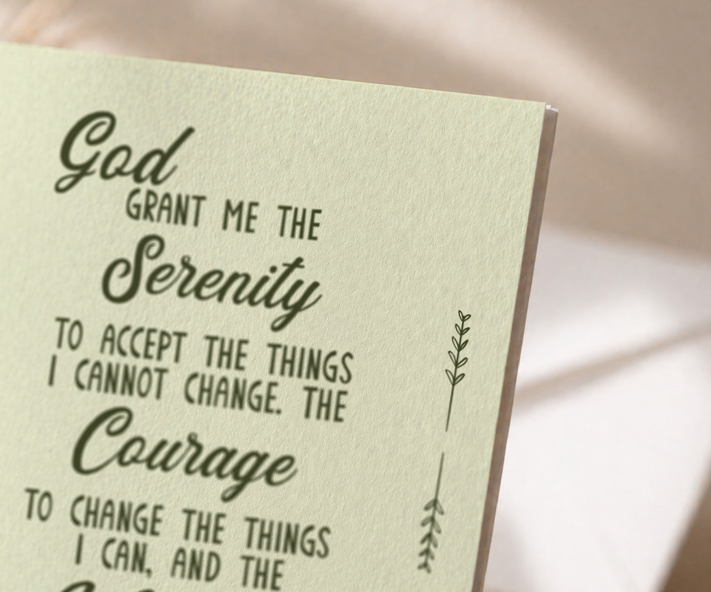 Serenity Prayer Greeting Card — Recovery Gift for AA, Al-Anon