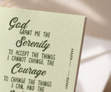 Serenity Prayer Greeting Card — Recovery Gift for AA, Al-Anon