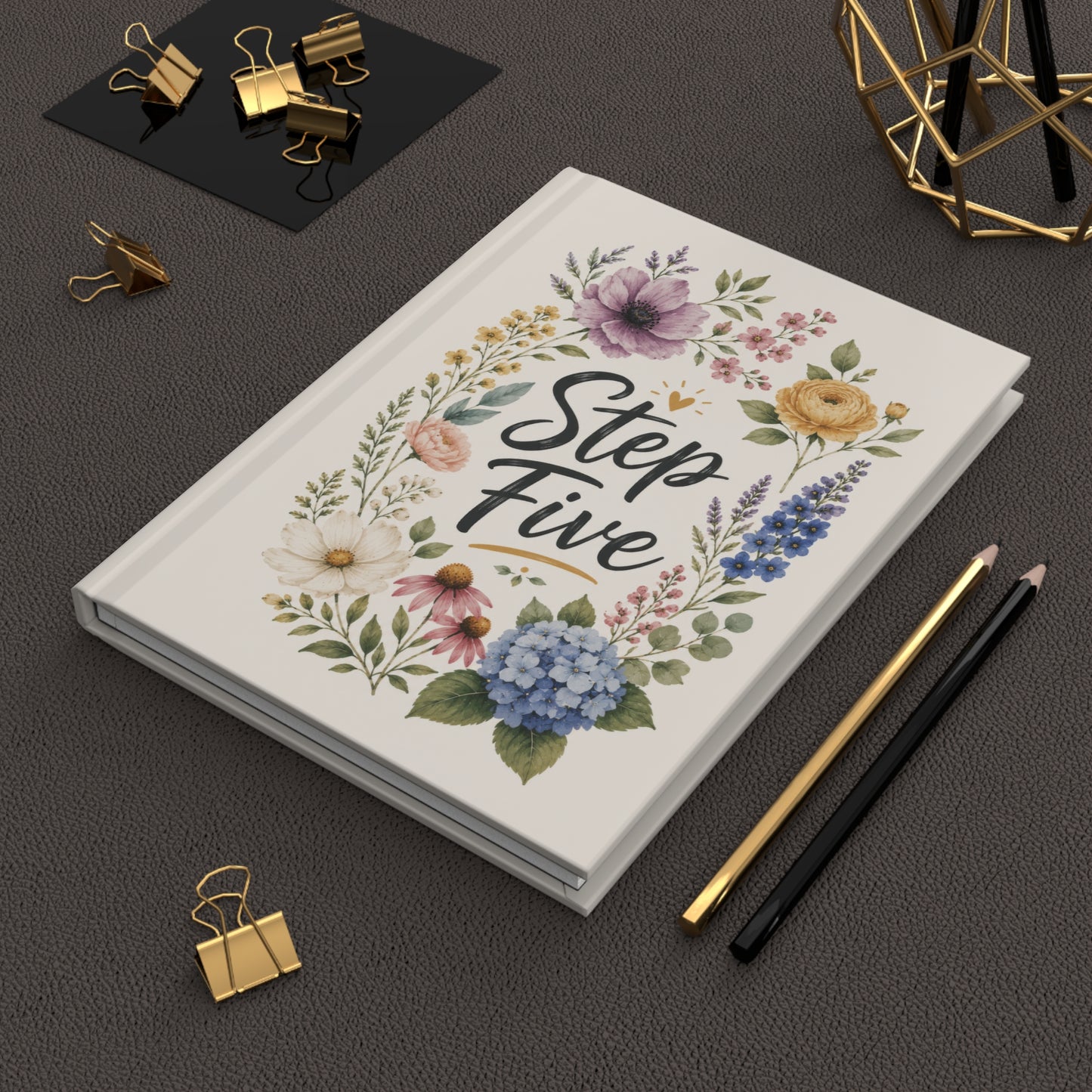 Step Five Floral Hardcover Journal — Recovery Step Work Notebook