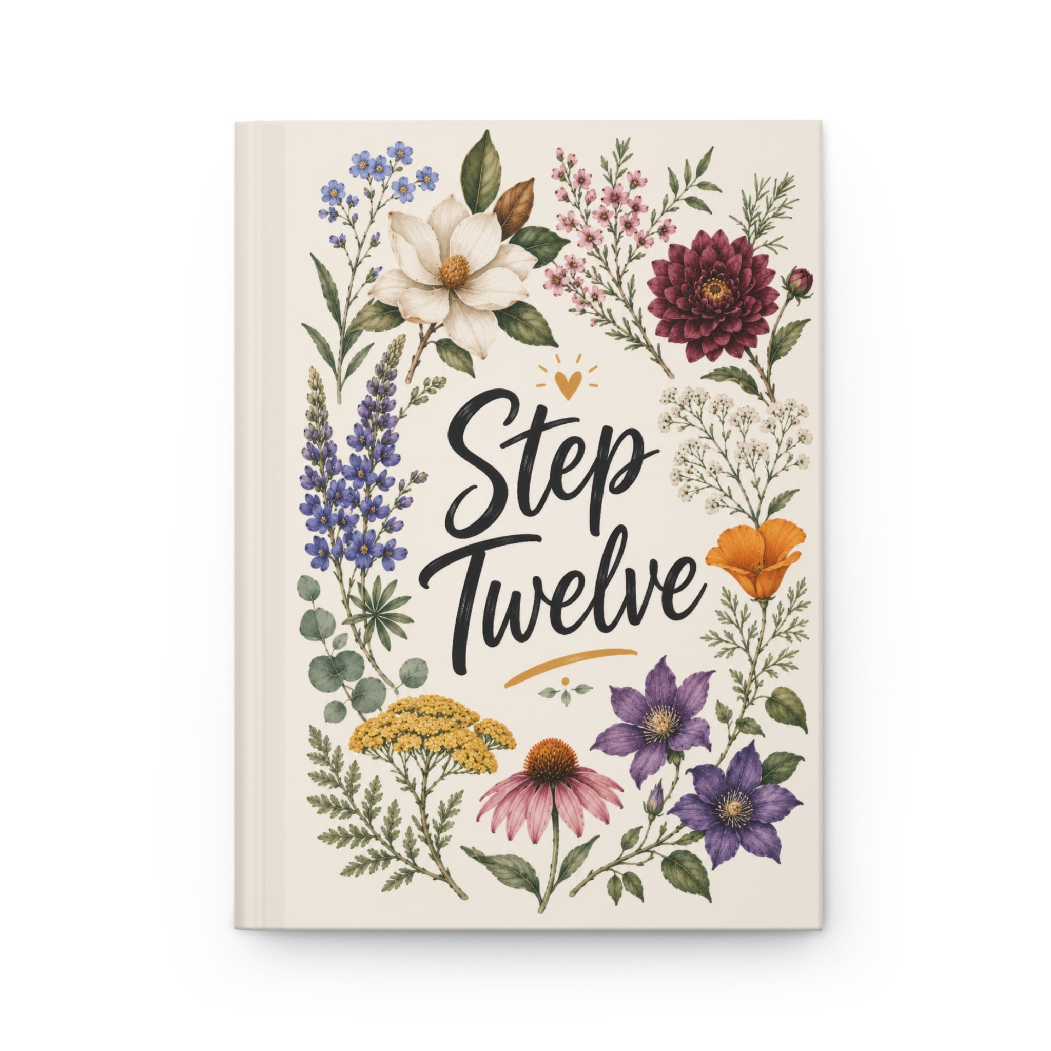 Step Twelve Floral Hardcover Journal — Recovery Step Work Notebook