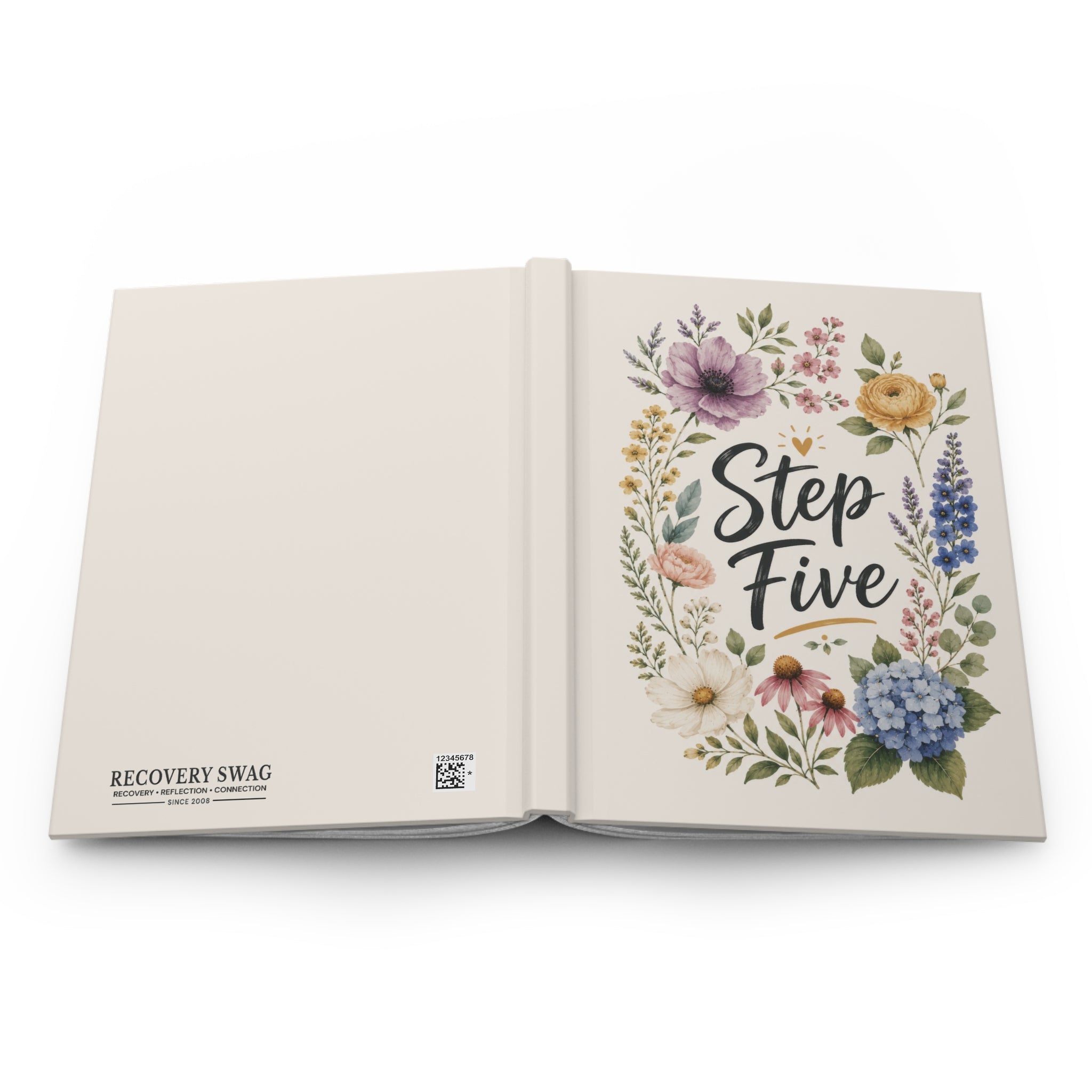 Step Five Floral Hardcover Journal — Recovery Step Work Notebook