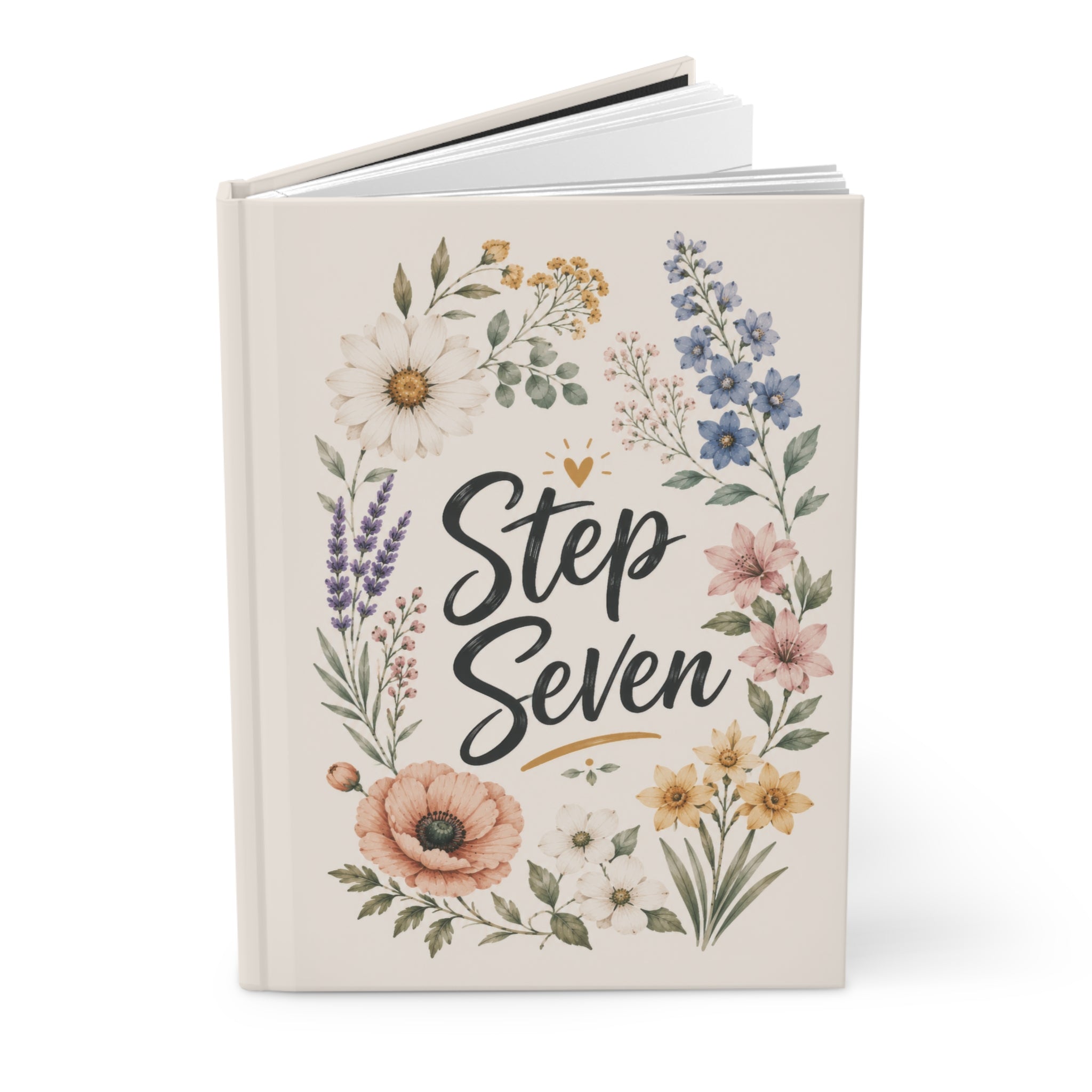 Step Seven Floral Hardcover Journal — Recovery Step Work Notebook