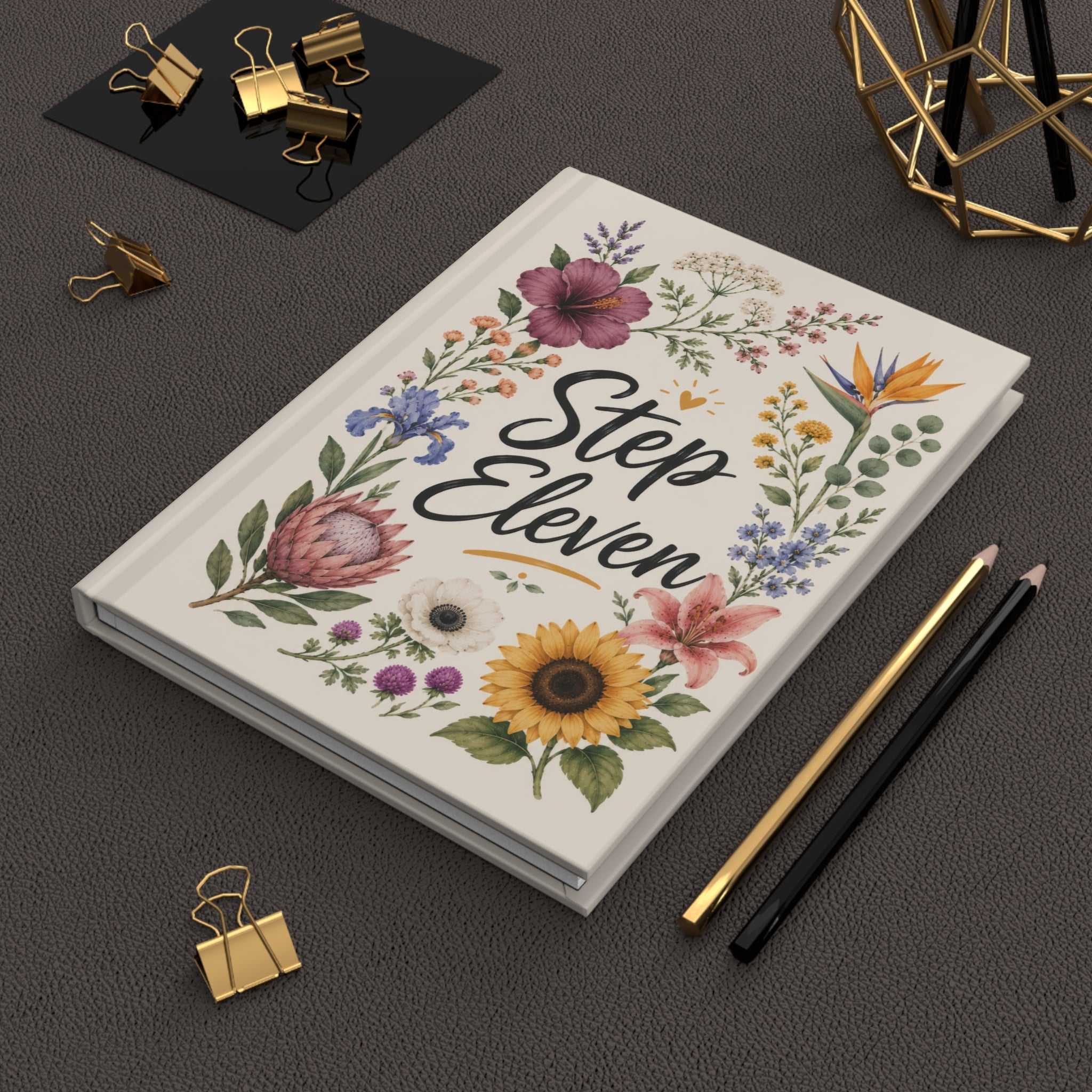 Step Eleven Floral Hardcover Journal — Recovery Step Work Notebook