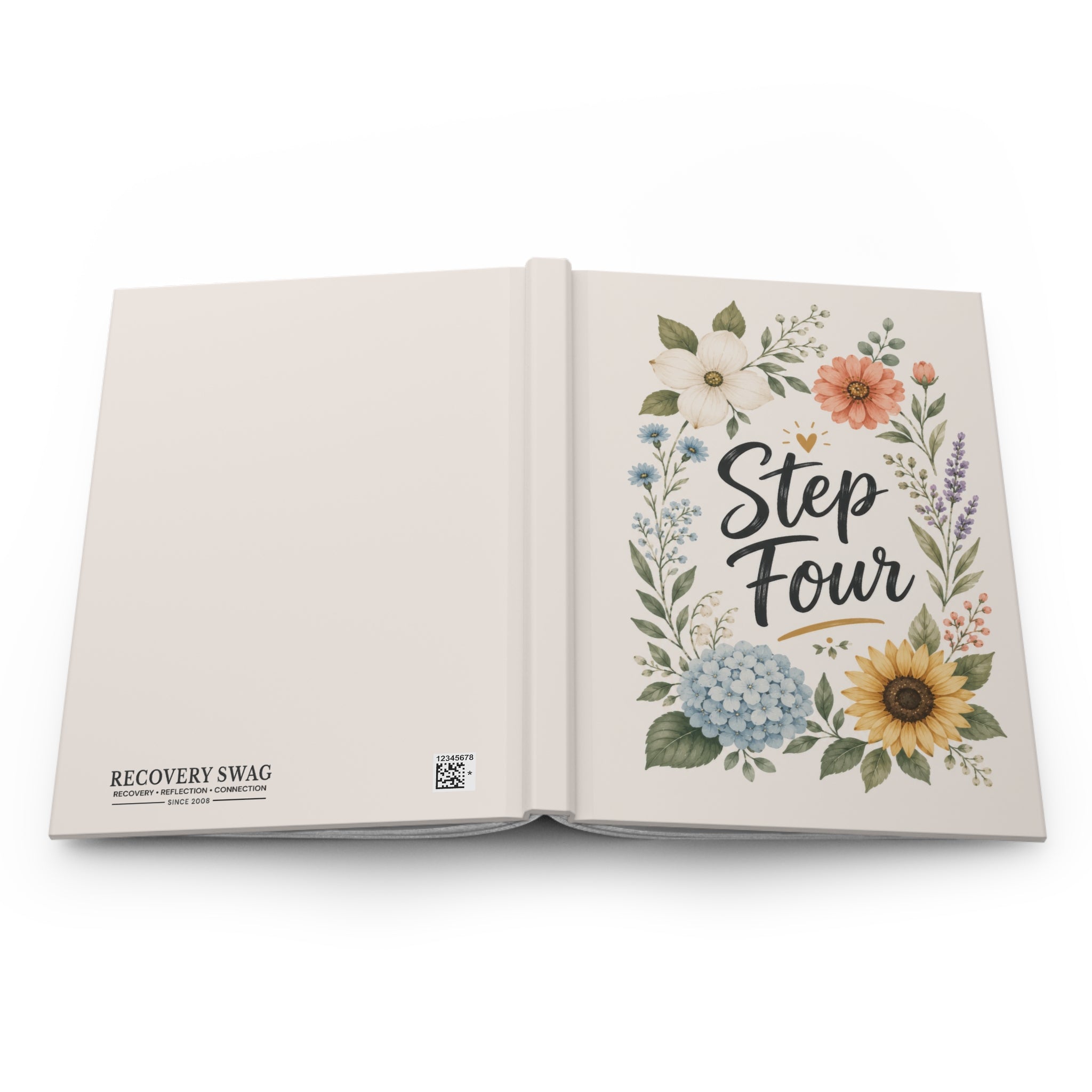 Step Four Floral Hardcover Journal — Recovery Step Work Notebook