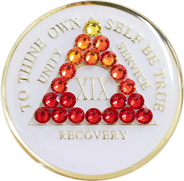 AA Glow in the Dark Medallion with Red Gradient Crystals