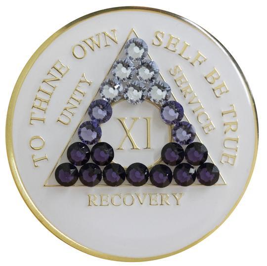 AA Glow in the Dark Medallion with Purple Gradient Crystals