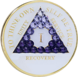 AA Glow in the Dark Medallion with Purple Gradient Crystals