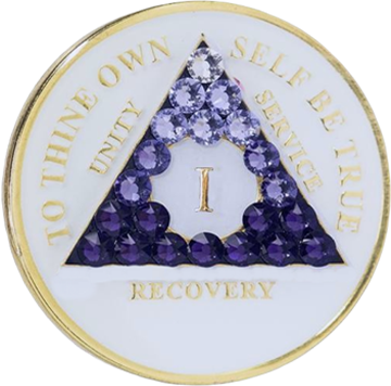 AA Glow in the Dark Medallion with Purple Gradient Crystals