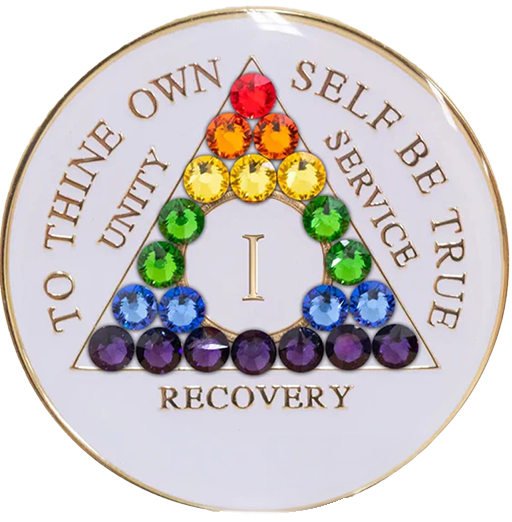 AA Glow in the Dark Medallion with Rainbow Gradient Crystals