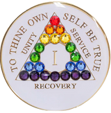 AA Glow in the Dark Medallion with Rainbow Gradient Crystals