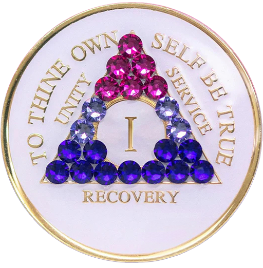 AA Glow in the Dark Medallion with Pink, Lavender & Purple Crystals
