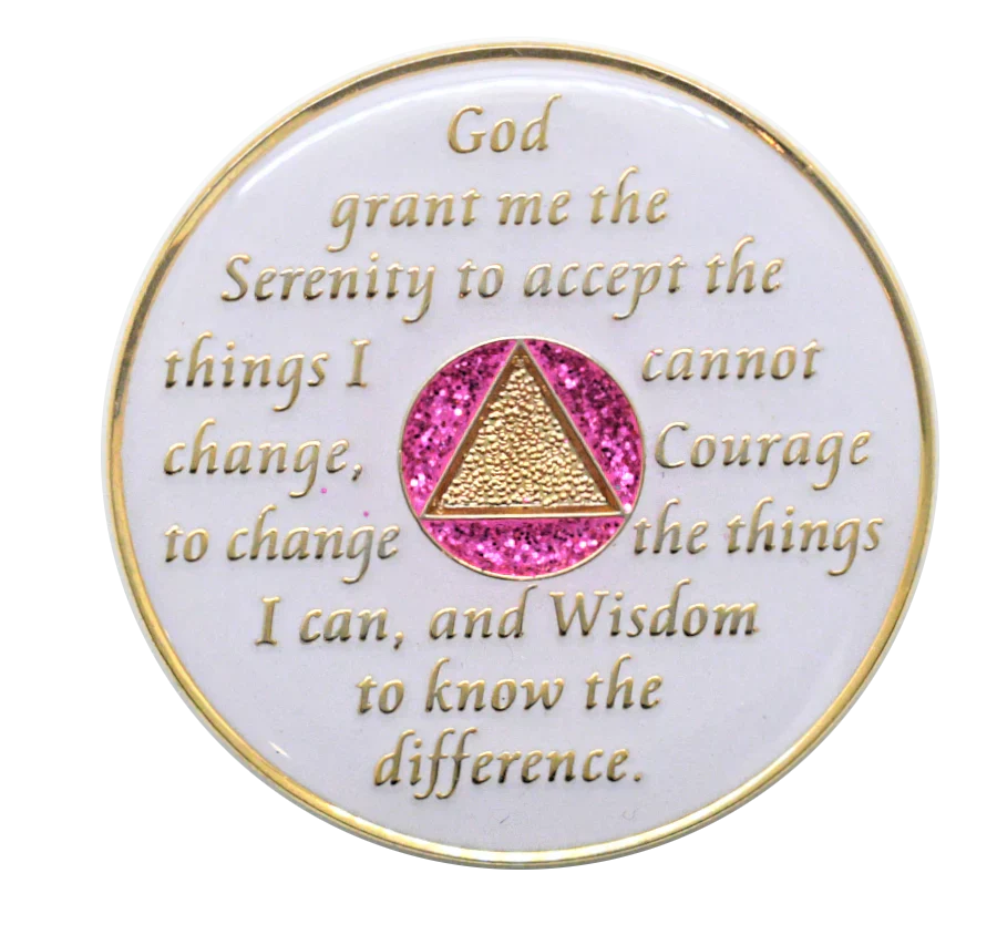 AA Pink Glow in the Dark Medallion with Glitter