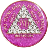 AA Glitter Pink Medallion with White Crystals