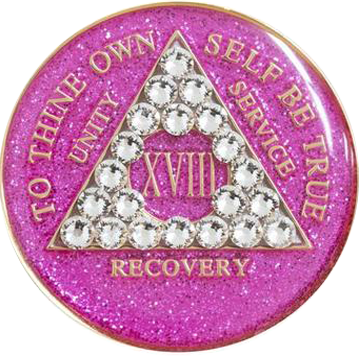 AA Glitter Pink Medallion with White Crystals