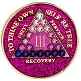 AA Glitter Pink Medallion with Pink, Purple & Clear Crystals