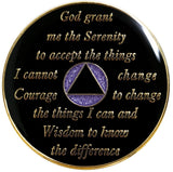 Reverse of AA recovery medallion featuring the Serenity Prayer
