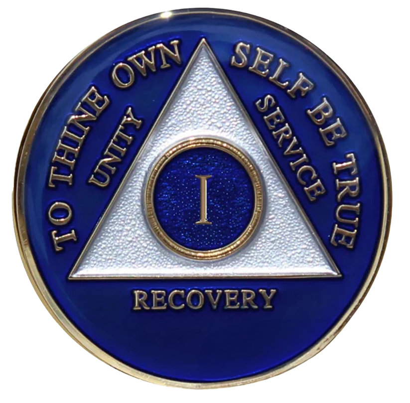 Classic Blue & Silver AA Recovery Medallion | Years 1–65