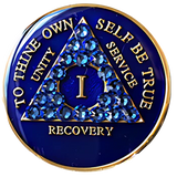 Radiant Blue AA Recovery Medallion with Blue Crystals | Years 1–65