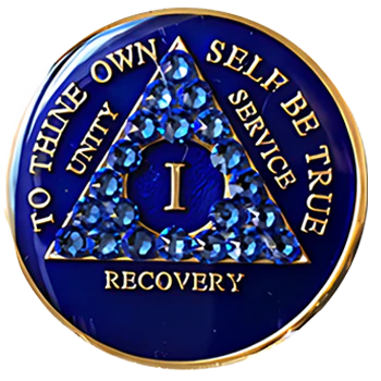 Radiant Blue AA Recovery Medallion with Blue Crystals | Years 1–65