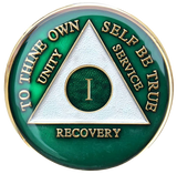 Classic Green & Silver AA Recovery Medallion | Years 1–65