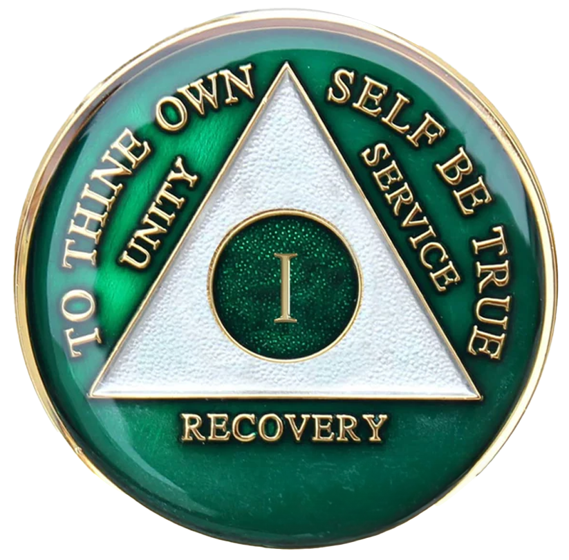 Classic Green & Silver AA Recovery Medallion | Years 1–65