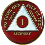 Classic Red & Silver AA Recovery Medallion | Years 1–65