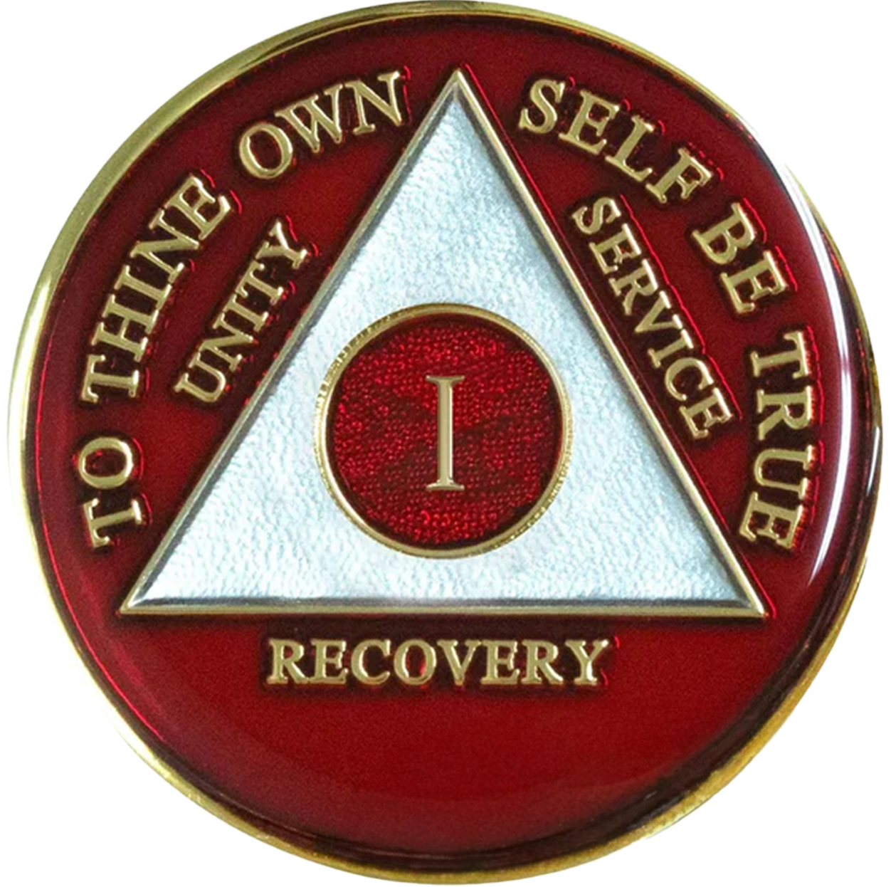 Classic Red & Silver AA Recovery Medallion | Years 1–65