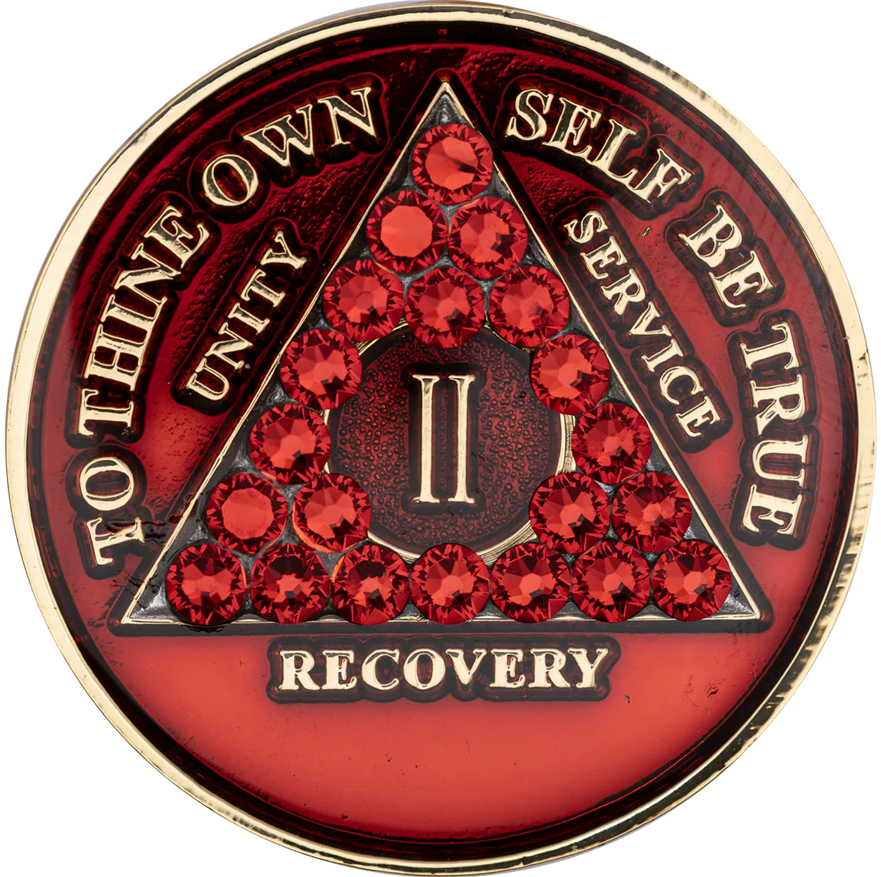 Radiant Red AA Recovery Medallion with Red Crystals | Years 1–65