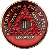 Radiant Red AA Recovery Medallion with Red Crystals | Years 1–65