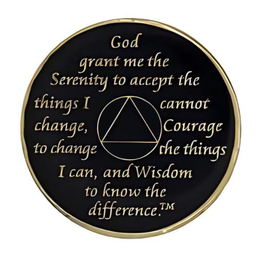 Radiant Black AA Recovery Medallion with Topaz Crystals | Years 1–65
