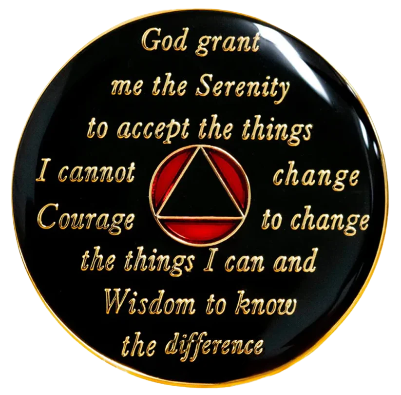 Bold Black & Red AA Recovery Medallion | Years 1–65