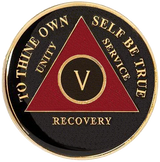 Bold Black & Red AA Recovery Medallion | Years 1–65