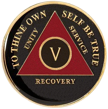 Bold Black & Red AA Recovery Medallion | Years 1–65