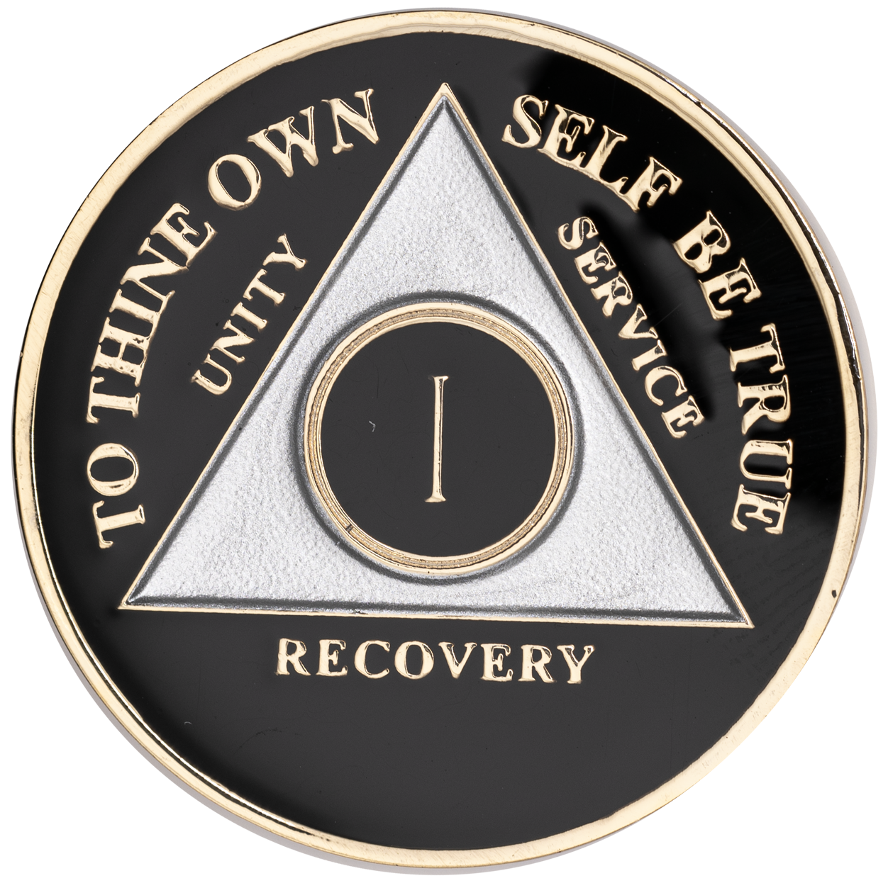 Classic Black & Silver AA Recovery Medallion | Years 1–65