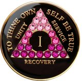 Dynamic Black AA Recovery Medallion with Pink Transition Crystals | Years 1–65