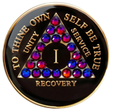 Fiery Black AA Recovery Medallion with Volcano Crystals | Years 1–65