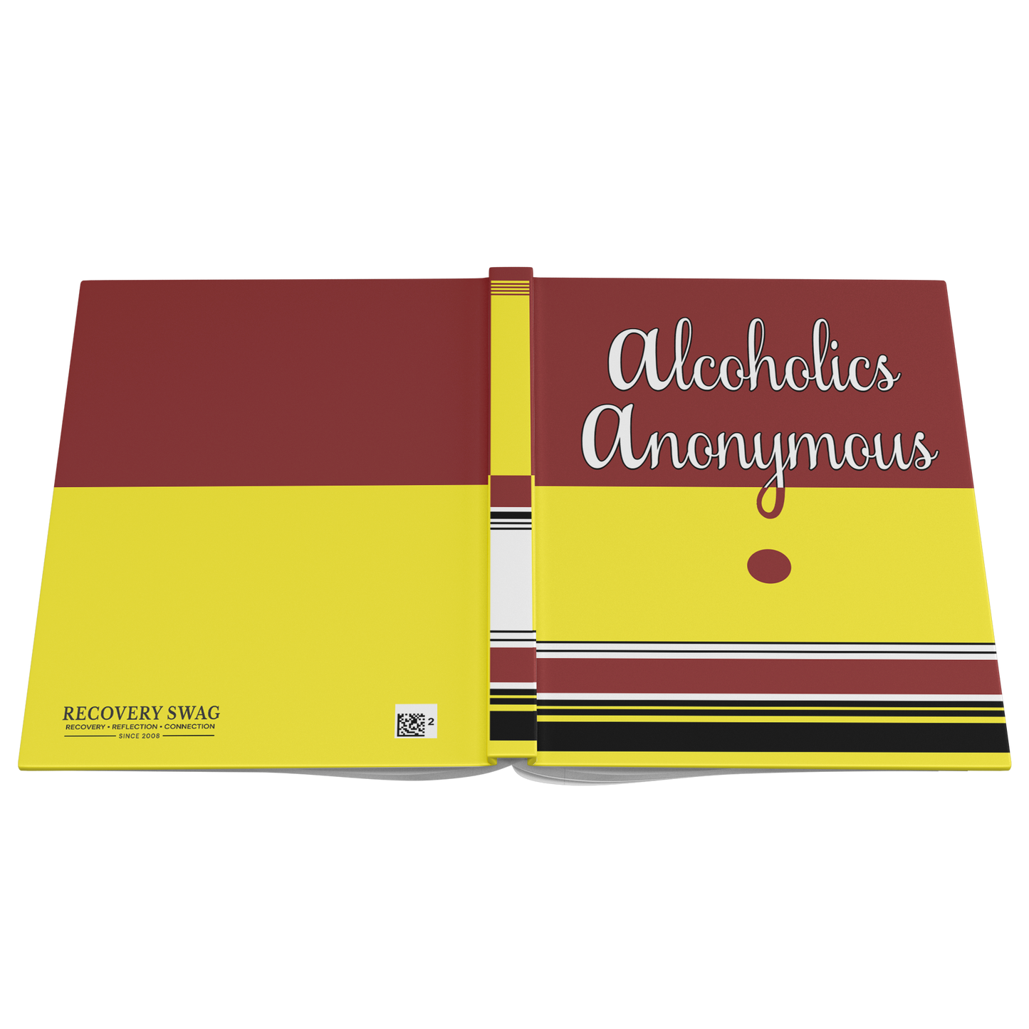 AA First Edition tribute hardcover journal open cover flat view