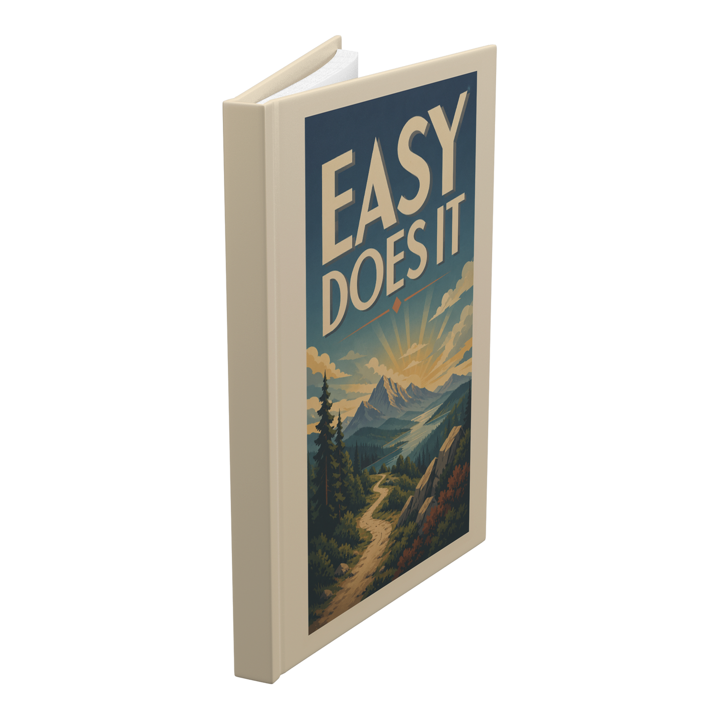 Easy Does It lined hardcover journal standing angled view