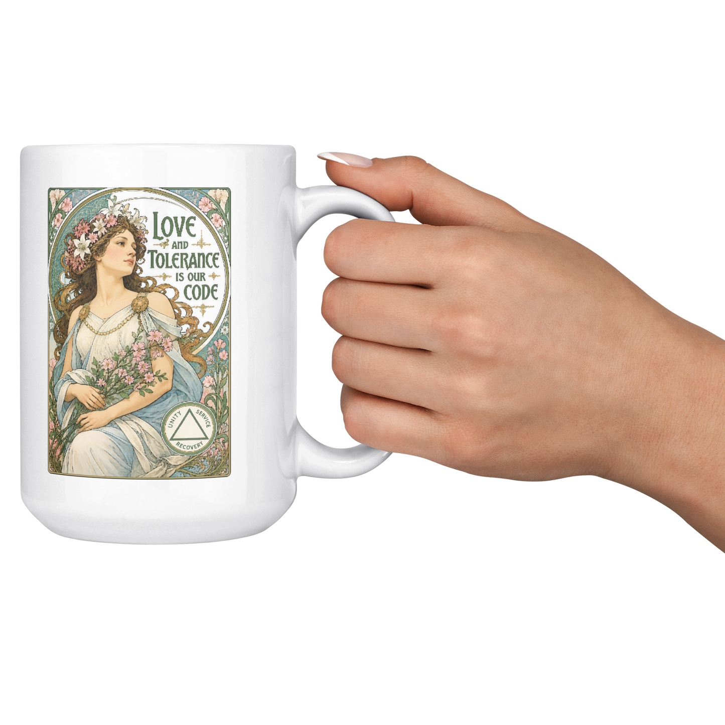 Love_and_Tolerance_Is_Our_Code_Recovery__15ozWhiteMugLifestyleRHCheers_Mockup.png_15824957