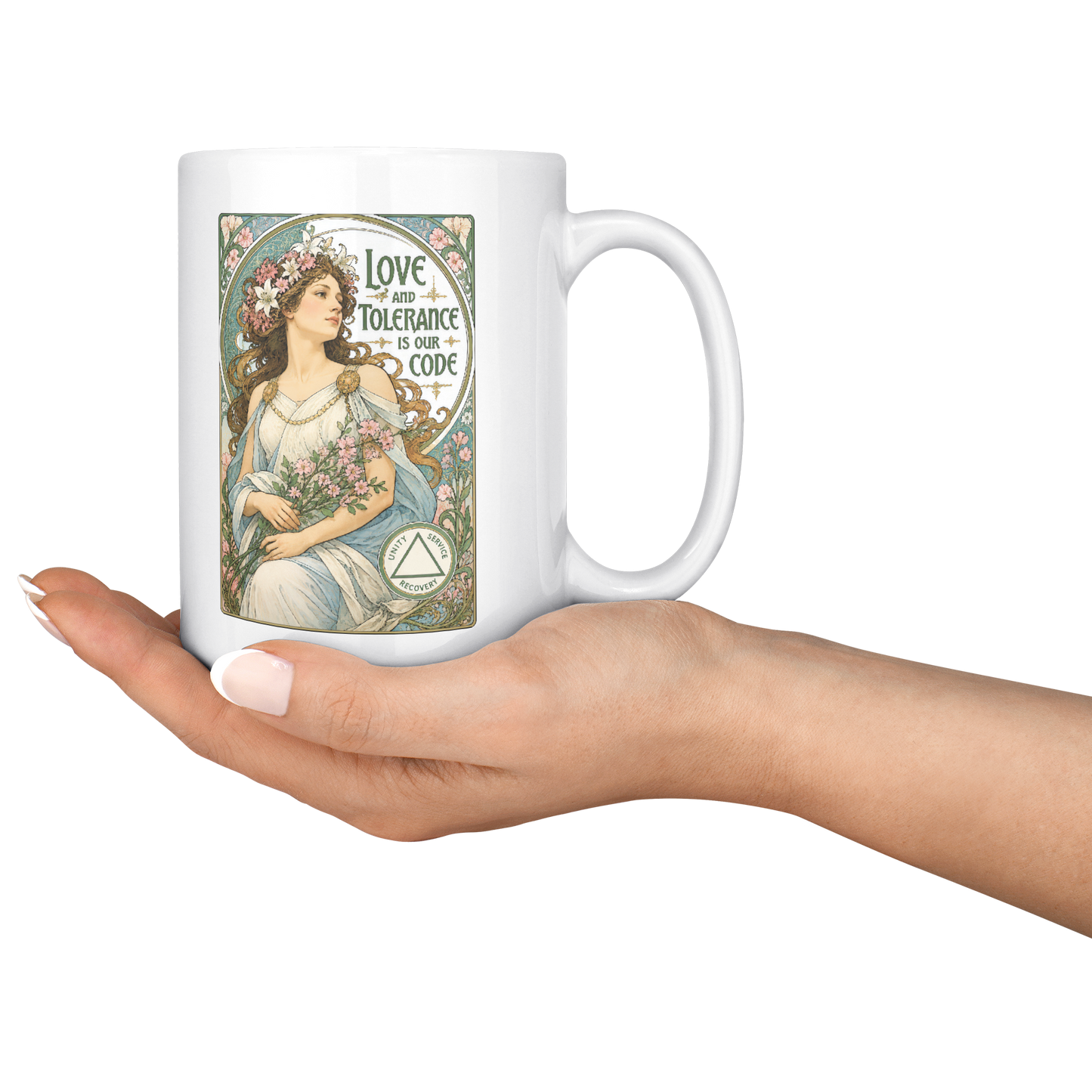 Love_and_Tolerance_Is_Our_Code_Recovery__15ozWhiteMugLifestyleRHServing_Mockup.png_15824958