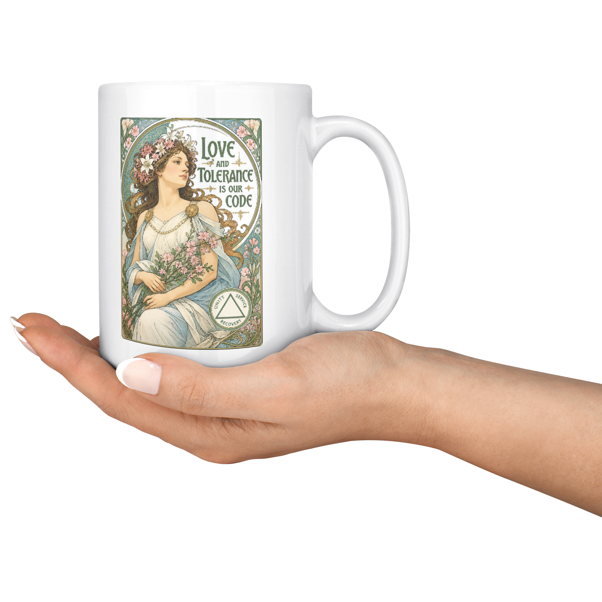 Love_and_Tolerance_Is_Our_Code_Recovery__15ozWhiteMugLifestyleRHServing_Mockup.png_15824958