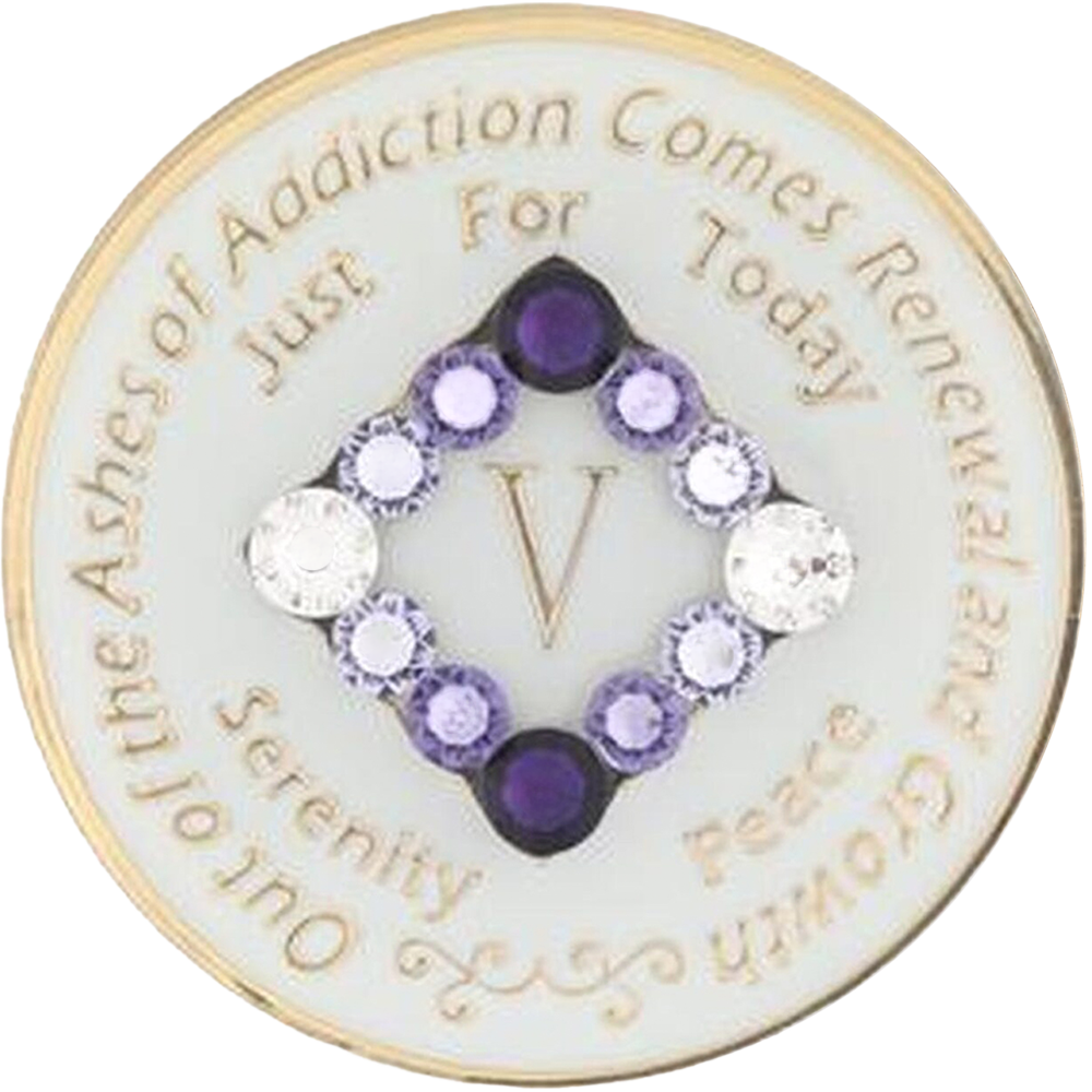 NA Glow Recovery Medallion with Purple Transition Crystals | Years 1–45