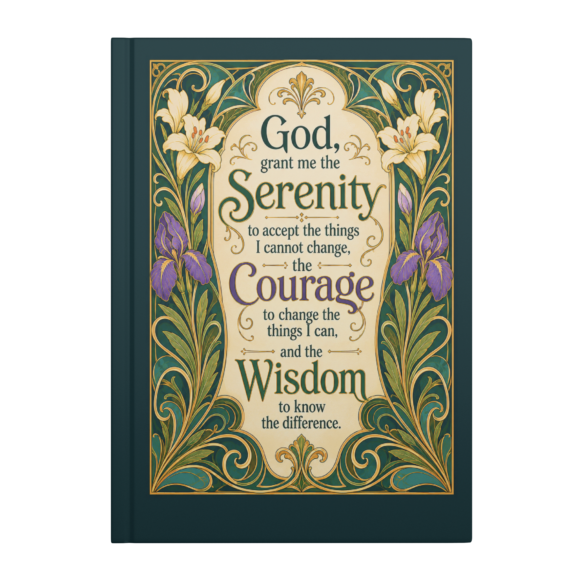 Art Nouveau Serenity Prayer lined journal front cover mockup