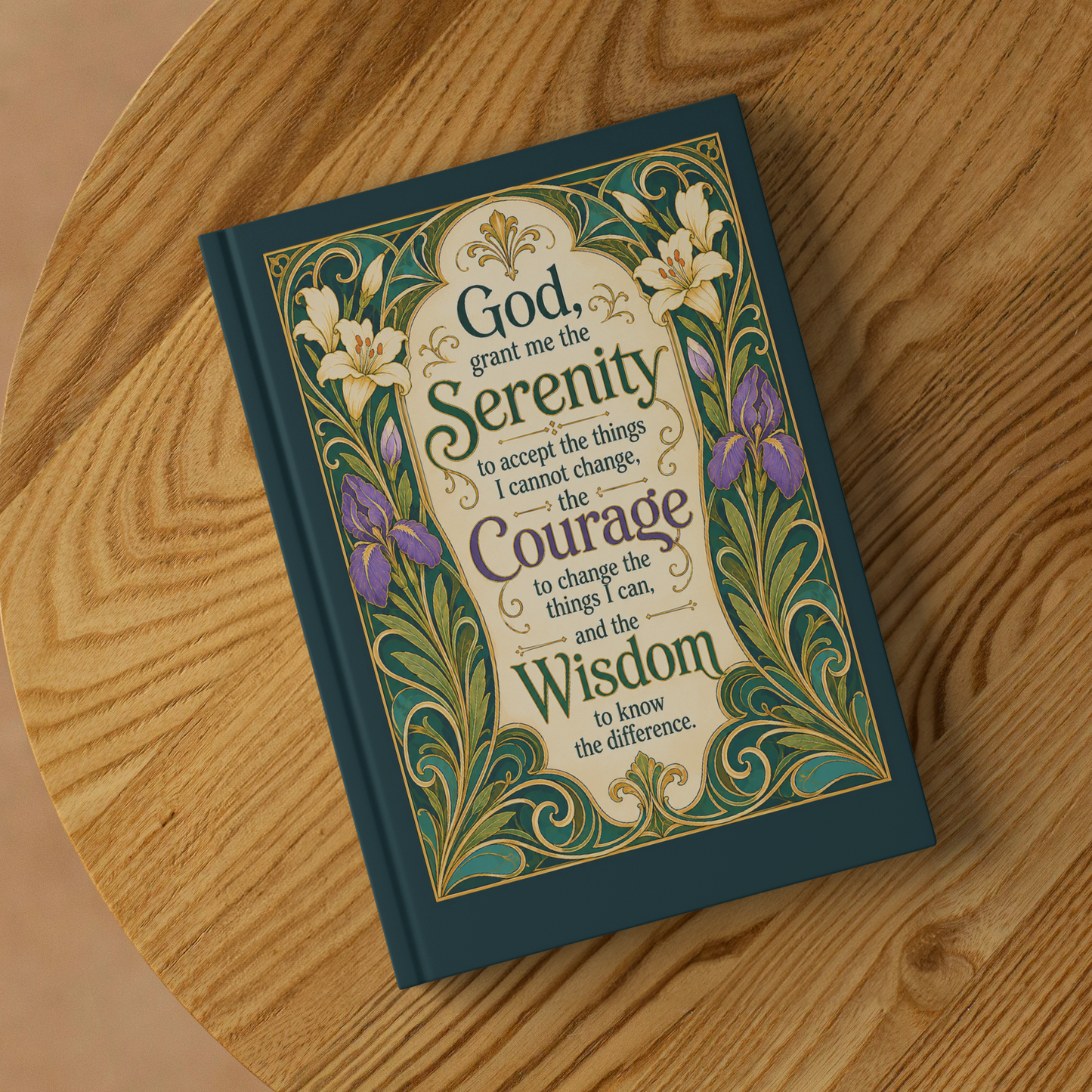 Art Nouveau Serenity Prayer journal lifestyle setting